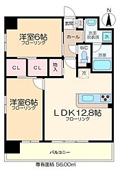 Yunパーク木場 2LDKの間取図画像