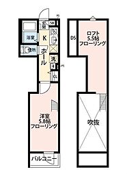 アミュレット武蔵小杉 3階1Kの間取り