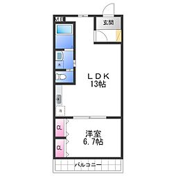 グランディール宮ノ池 1LDKの間取図画像