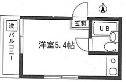 シャンテ十条仲原 2階ワンルームの間取り