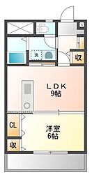 リブハイム土井 1LDKの間取図画像