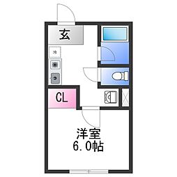 JR紀勢本線 紀三井寺駅 徒歩8分の賃貸アパート 2階1Kの間取り