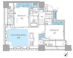 パークアクシス月島マチュアスタイル 4階2LDKの間取り