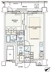 カスタリア鶴見 4階1LDKの間取り