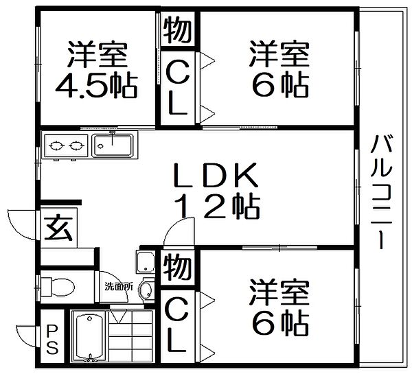 アクロポリス有馬 ｜大阪府枚方市禁野本町１丁目(賃貸マンション3LDK・5階・58.32㎡)の写真 その2