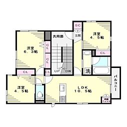 クラインガルテンIII 2階3LDKの間取り