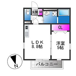 S Apt.蒲生四丁目 1LDKの間取図画像