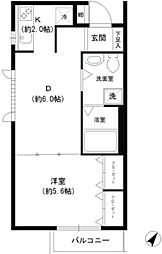 パーク西小山 1DKの間取図画像