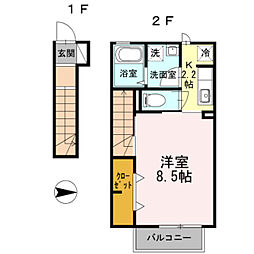 グレイス 1Kの間取図画像