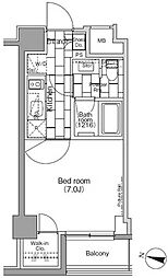 パークハビオ日本橋蛎殻町 5階1Kの間取り