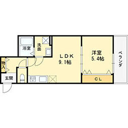 東大阪市太平寺2丁目アパート 1LDKの間取図画像