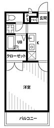 アンプルールブワレジェンド 1Kの間取図画像
