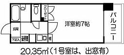 ドミール北新宿 1Kの間取図画像