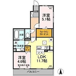 シャルマンペッシェ 2LDKの間取図画像