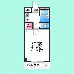 ハイツアズール 1Kの間取図画像