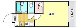シャルマン六本松 1Kの間取図画像