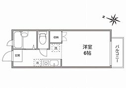 アイビーコート 2階1Kの間取り
