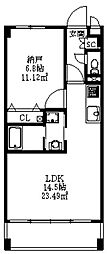 ハイブリッジソシア3 1LDKの間取図画像
