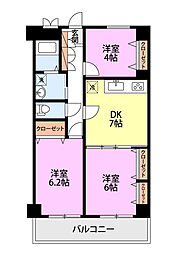 ロイヤル千歳21 3DKの間取図画像