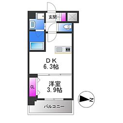 ヴィーナス今里 1DKの間取図画像