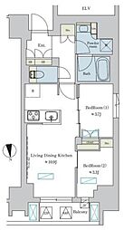 ブリリアイスト浅草 2LDKの間取図画像