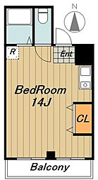 エーエスビル 2階ワンルームの間取り