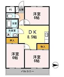 ベルファースト府中 1階3DKの間取り