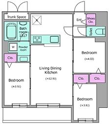ドゥーエ日暮里III 4階3LDKの間取り
