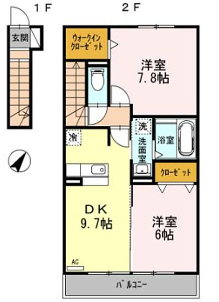 静岡県伊豆の国市寺家(賃貸アパート2DK・2階・59.46㎡)の写真 その2