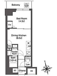COMFORIALIV品川南大井 1DKの間取図画像