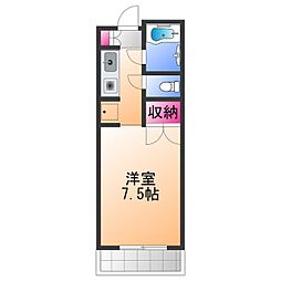 マメゾン21 1Kの間取図画像