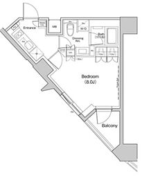ザ・パークハビオ中野富士見町ガーデン 12階1Kの間取り