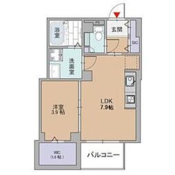 メゾンブランシェ 1DKの間取図画像
