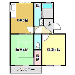 セジュールSHIMA 2DKの間取図画像