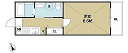 ラヴィータ竹ノ塚 1Kの間取図画像