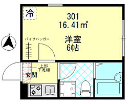 ザ・ハウス羽田 301 3階1Kの間取り