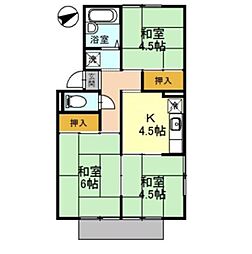 ピュアハイムI 2階3Kの間取り