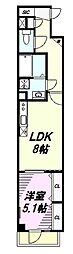 JR中央線 西八王子駅 徒歩11分の賃貸マンション 3階1LDKの間取り