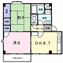 プラドール真砂C 2DKの間取図画像