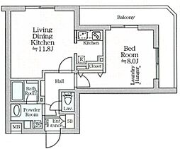アイルグランデ品川 2階1LDKの間取り