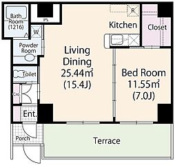 パステル八芳 1LDKの間取図画像