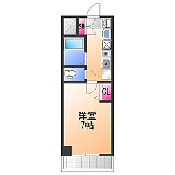 フォーウイングス 1Kの間取図画像