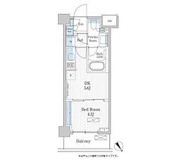 パークアクシス門前仲町テラス 1DKの間取図画像