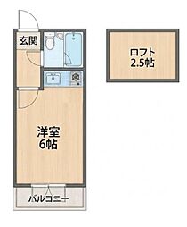エンクルらんど坂 ワンルームの間取図画像