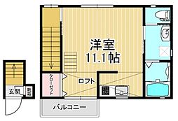 EKフラット 2階ワンルームの間取り