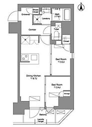 Brillia ist 新御徒町 11階2DKの間取り