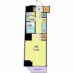 都営大江戸線 門前仲町駅 徒歩5分の賃貸マンション 11階1Kの間取り