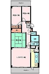 JR中央線 国立駅 徒歩3分の賃貸マンション 5階3LDKの間取り
