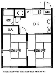 フラワーハイツ 2DKの間取図画像