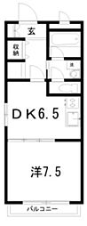 フレグランス西町 1DKの間取図画像
